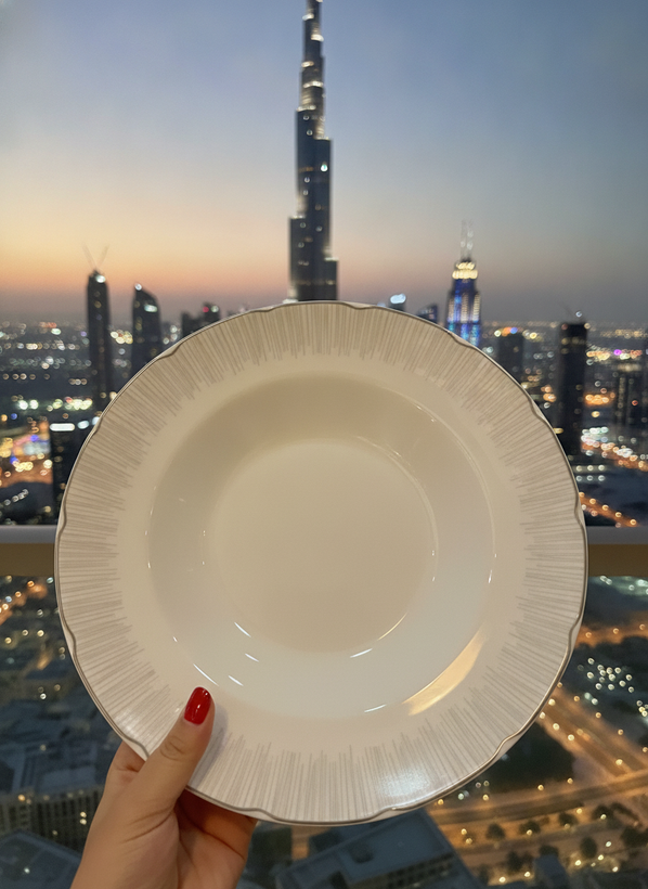 سرویس غذاخوری ۲۶ پارچه مدل نیلوفری خاکستری